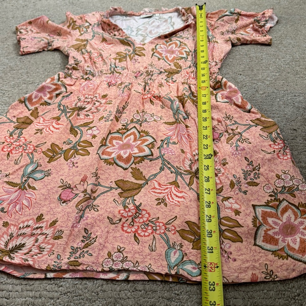 Spartina 449 Elayne Splitneck Dress Calm Waters Floral Chintz Size Medium Pink - Picture 11 of 11